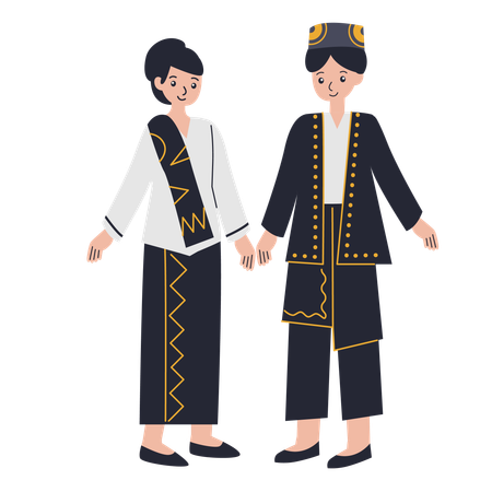 Couple dressed in Banten  Illustration