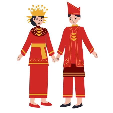 Couple dressed in Jambi  Illustration