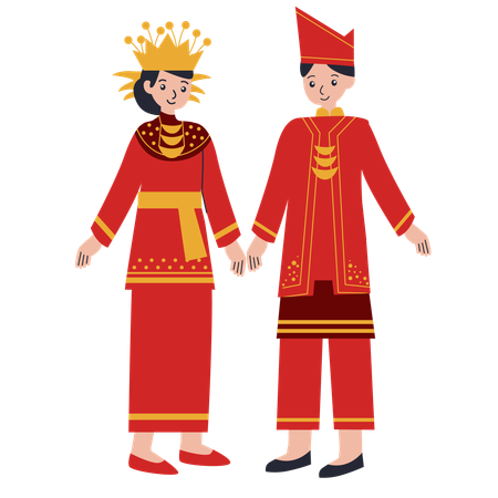 Couple dressed in Jambi  Illustration