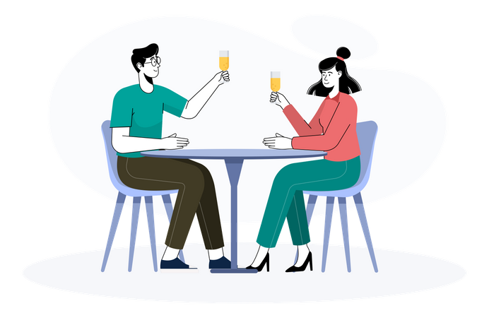 Couple drinking cocktail in restaurant  Illustration