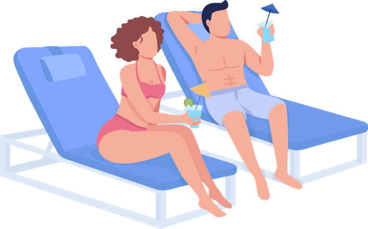 Couple drinking cocktails and relaxing together Illustration