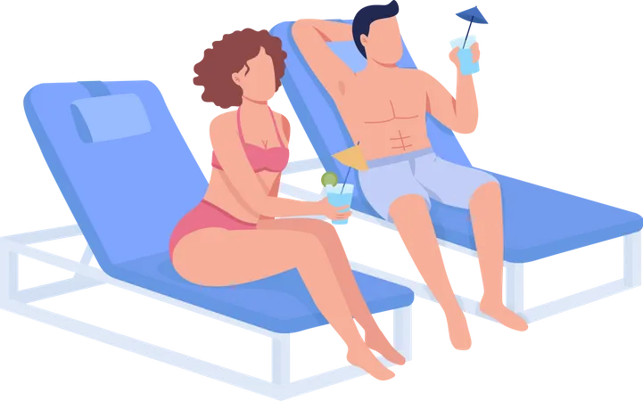 Couple drinking cocktails and relaxing together  Illustration