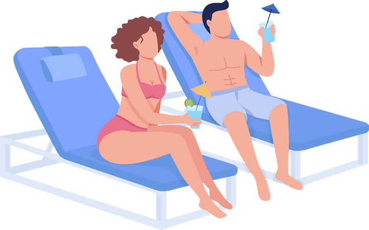 Couple drinking cocktails and relaxing together  Illustration