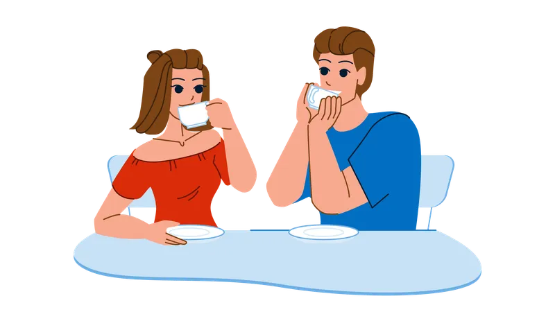Couple drinking coffee  Illustration