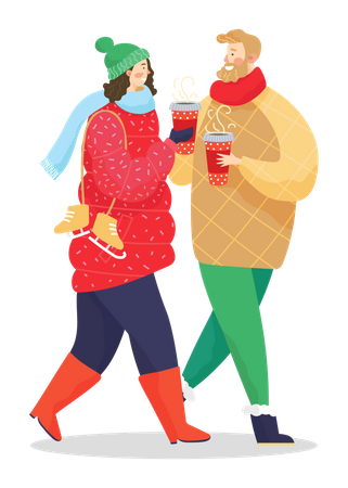 Couple drinking coffee  Illustration