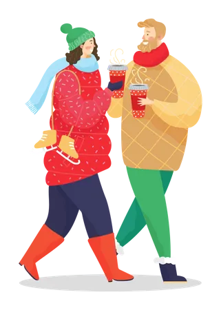 Couple drinking coffee  Illustration