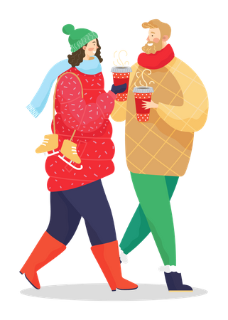 Couple drinking coffee  Illustration