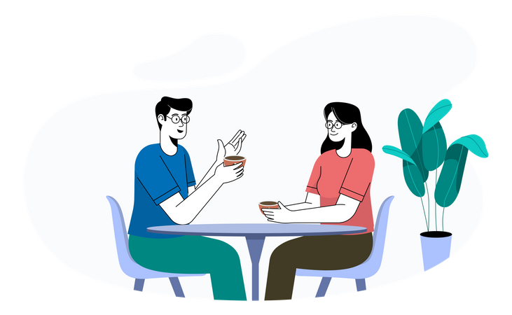 Couple drinking coffee in cafe  Illustration