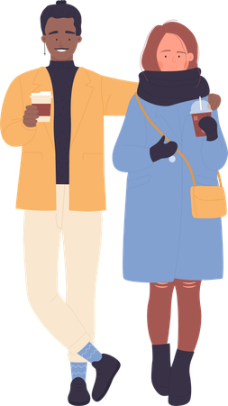 Couple drinking coffee together  Illustration