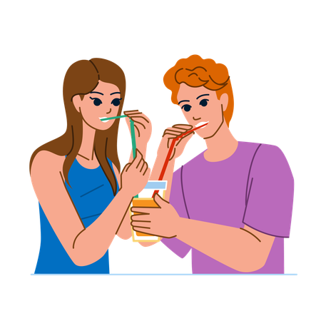 Couple drinking juice  Illustration