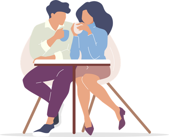 Couple drinking tea  Illustration