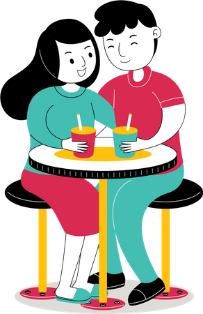 Couple drinking together Illustration