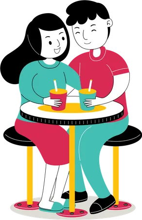 Couple drinking together Illustration