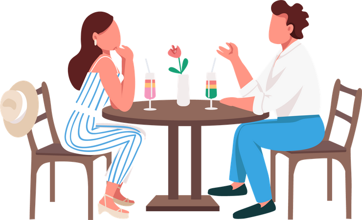 Couple drinking tropical cocktails together Illustration