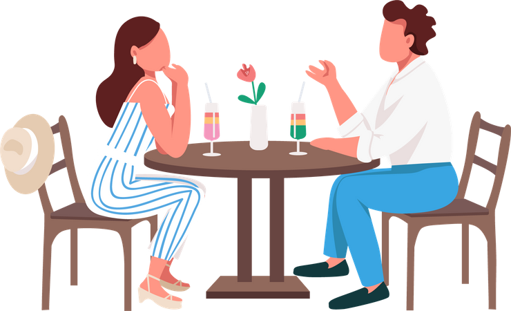 Couple drinking tropical cocktails together  Illustration