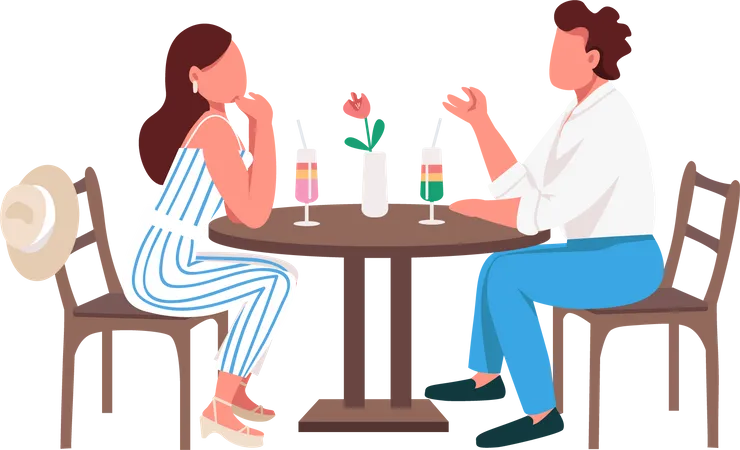 Couple drinking tropical cocktails together  Illustration