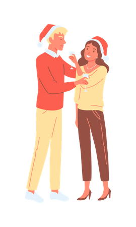 Couple drinking wine  Illustration