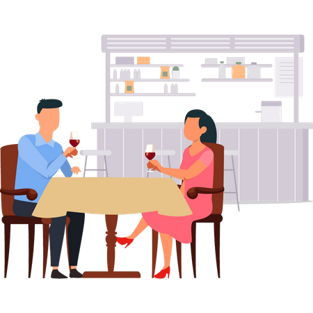 Couple drinking wine  Illustration