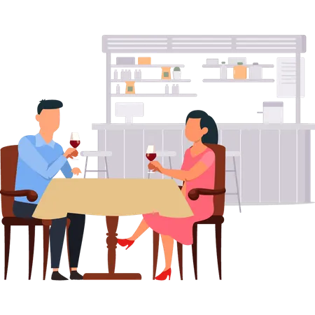 Couple drinking wine  Illustration