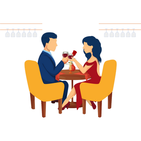 Couple drinking wine romantically  Illustration