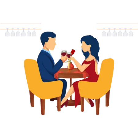 Couple drinking wine romantically  Illustration