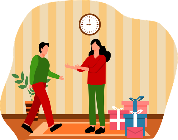 Couple during Christmas  Illustration