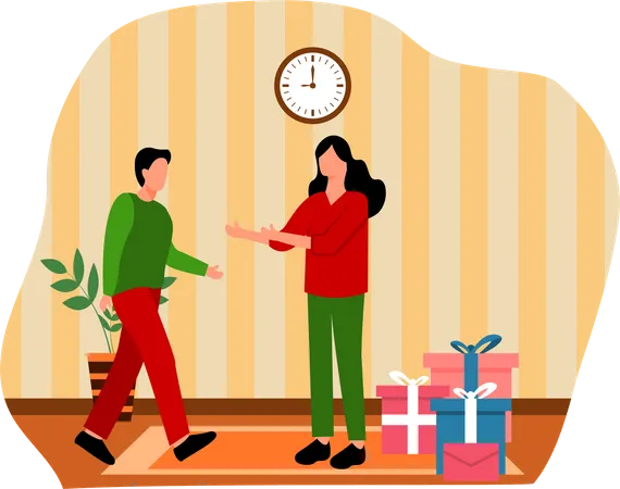 Couple during Christmas  Illustration