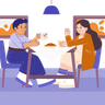 couple eating food together illustration free download
