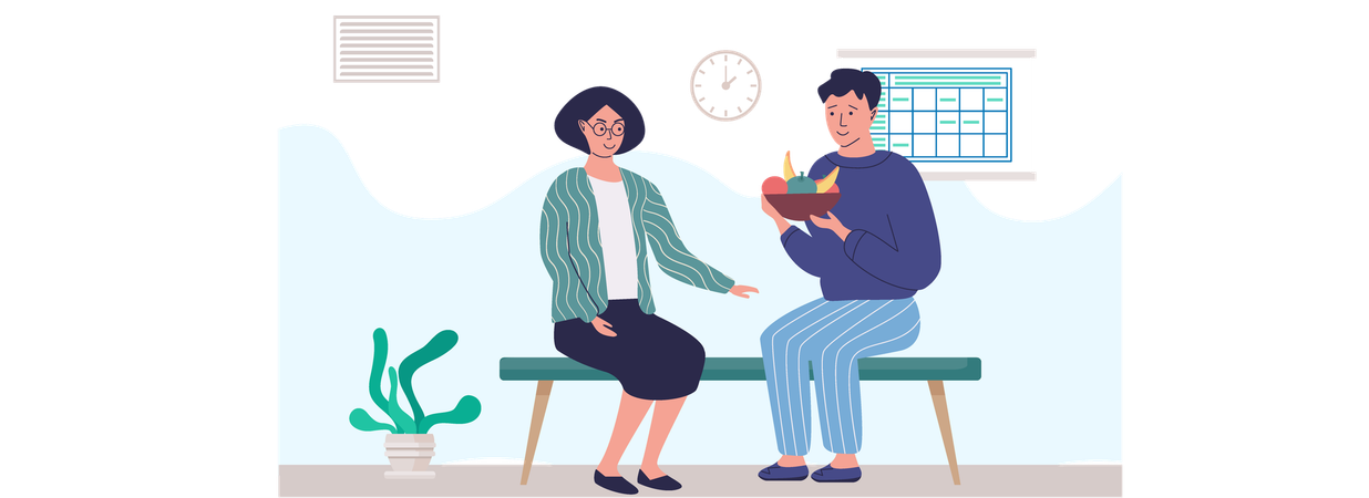 Couple eating healthy food  Illustration