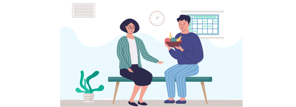 Couple eating healthy food  Illustration
