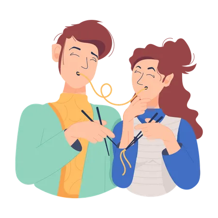 Couple Eating  Illustration