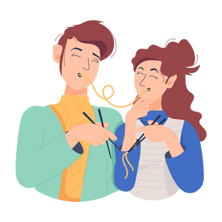 Couple Eating  Illustration