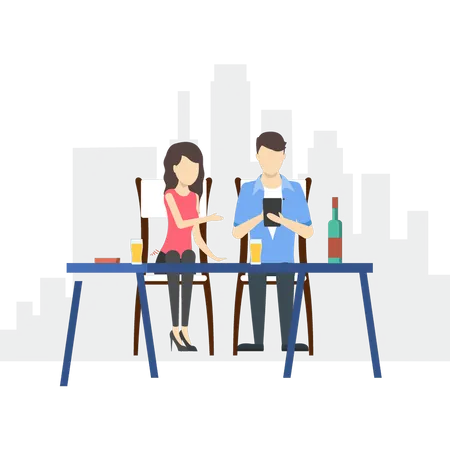 Couple eating in restaurant  Illustration