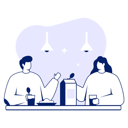 Couple Eating Together  Illustration