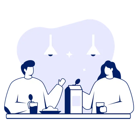 Couple Eating Together  Illustration