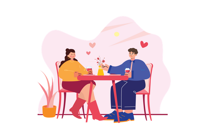 Couple en couple le jour de la Saint-Valentin  Illustration