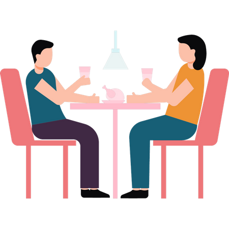 Couple en train de dîner  Illustration