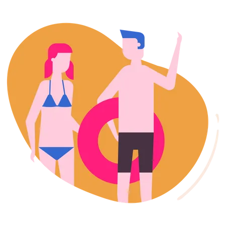 Couple en maillot de bain  Illustration