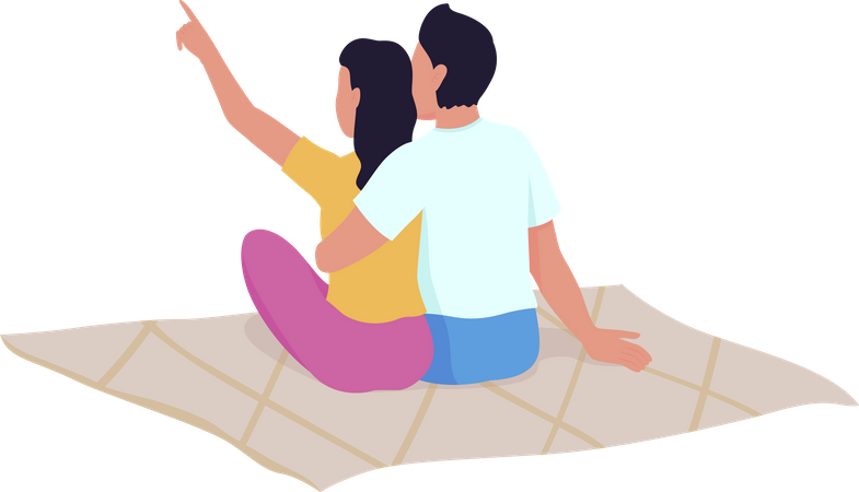 Couple en pique-nique  Illustration