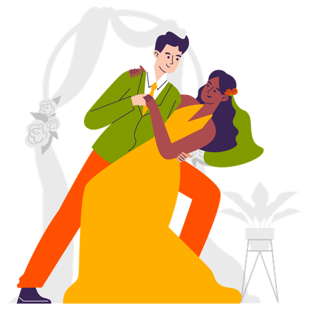 Couple faisant une danse de mariage  Illustration