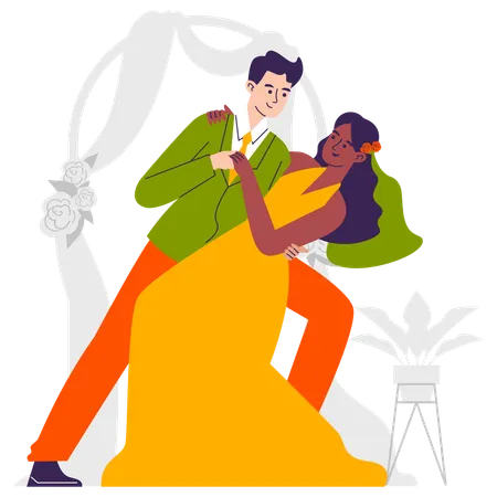 Couple faisant une danse de mariage  Illustration