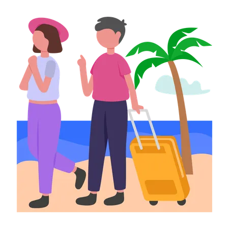 Couple en vacances  Illustration