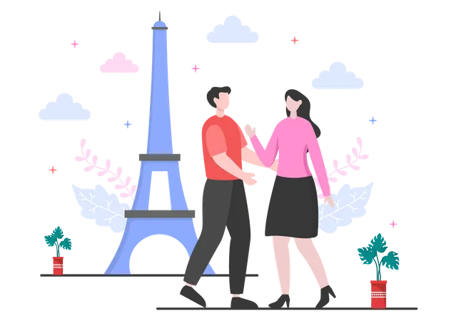 Couple en vacances  Illustration