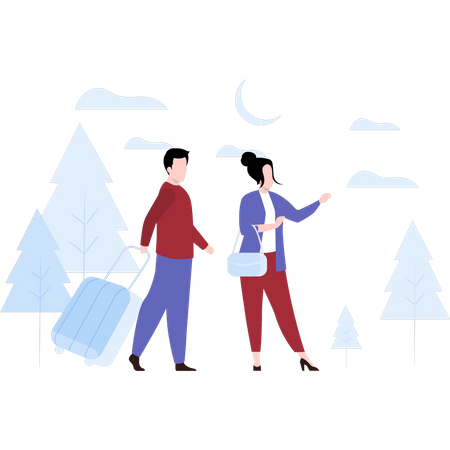 Couple partant en vacances  Illustration