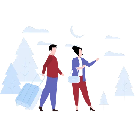 Couple partant en vacances  Illustration