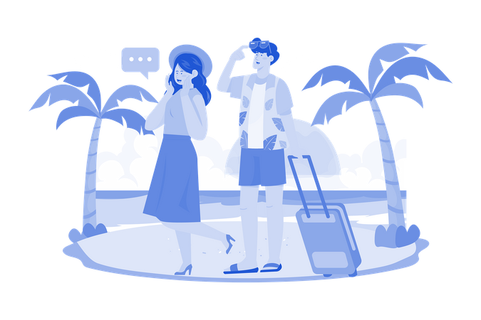 Couple en vacances  Illustration