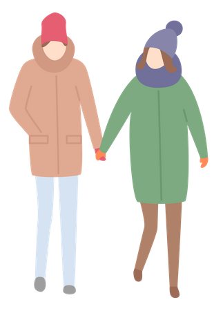 Couple en vêtements d'hiver  Illustration