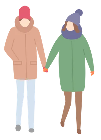 Couple en vêtements d'hiver  Illustration