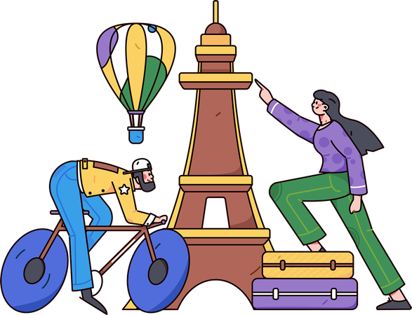 Couple en voyage  Illustration