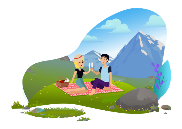Couple enjoying adventure camp Illustration